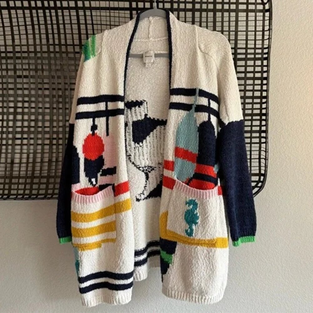 ANTHROPOLOGIE MAEVE Nautical Buoy Cardigan Sweater - SIZE 1X - Picture 4 of 9